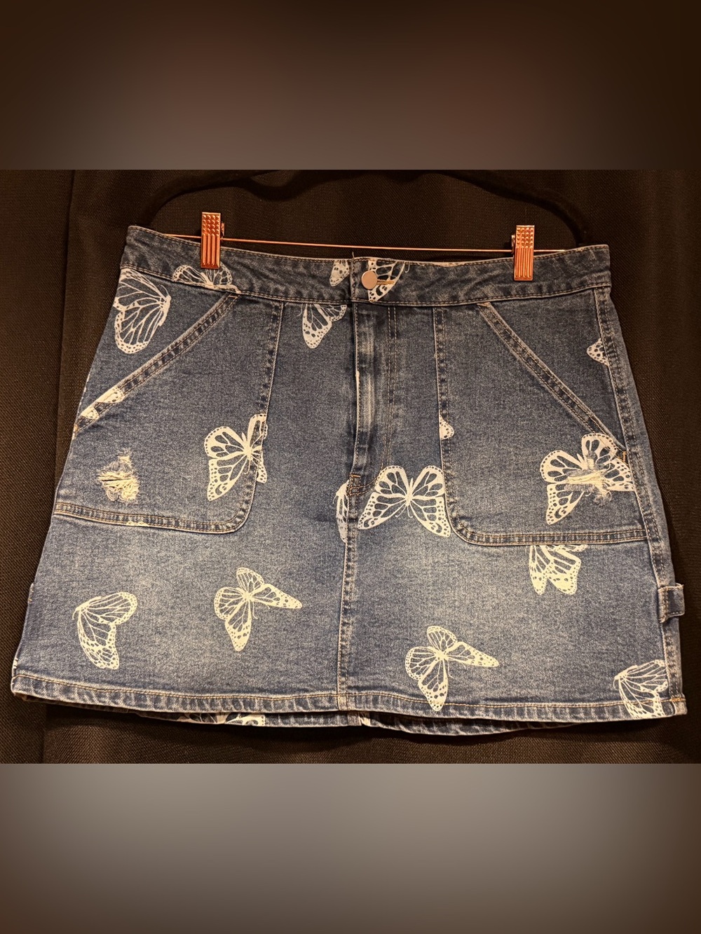 Y2K No Boundaries Women’s Butterfly Cargo Denim Skirt Size 15